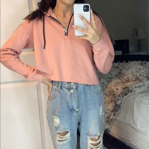 Pink Cropped Sweatshirt